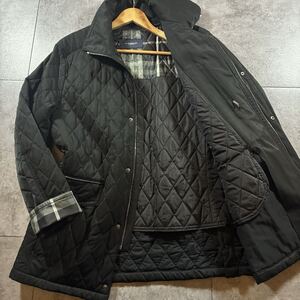 【美品・XL】BURBERRY LONDON バーバリー ロンドン ライナー付 キルティング ジャケット コート ブラック ノバチェック 秋冬 アウター LL