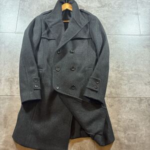 【美品・M〜L相当】5351 POUR LES HOMMES 5351プールオム ロング コート ダブル ロング丈 グレー メンズ 秋冬 アウター スマート