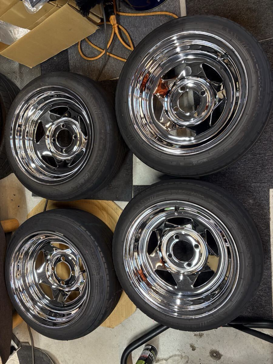 13インチ メッキホイール 廃盤 新品 4本価格 会社宛 送料無料 13×4.5J 4穴 100mm ET+40 SHONE