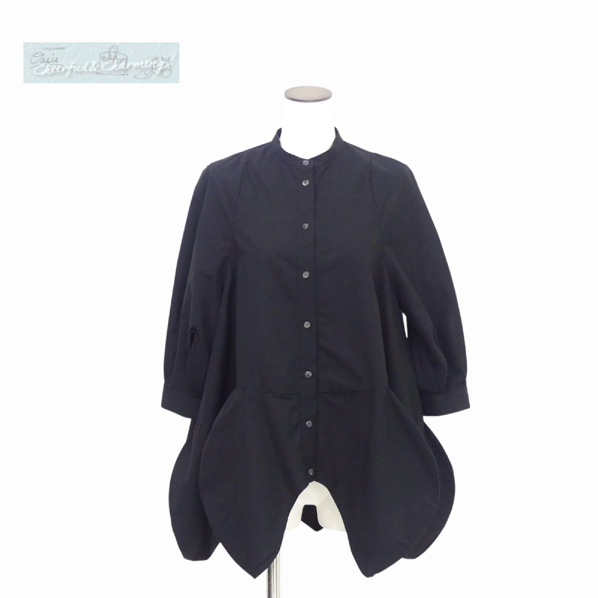 美品 ENFOLD フラワーシャツ 38 ブラック コットン '24年商品 中古・古着通販】ENFOLD (エンフォルド) FLOWER-SLEEVE PULLOVER