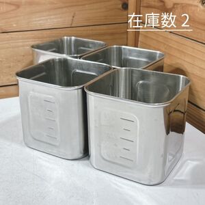 【中古】YUKIWA/ユキワ 三宝産業 ステンレス 深型角キッチンポット SIZE:12 目盛付き 計4点セット (蓋無し)