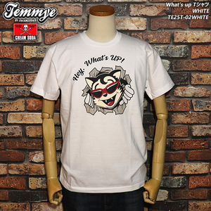【M】WHITE TEMMYE ティミー by CREAM SODA クリームソーダ What's up Tシャツ TE25T-02WHITE 原宿ロカビリー キャットストリート