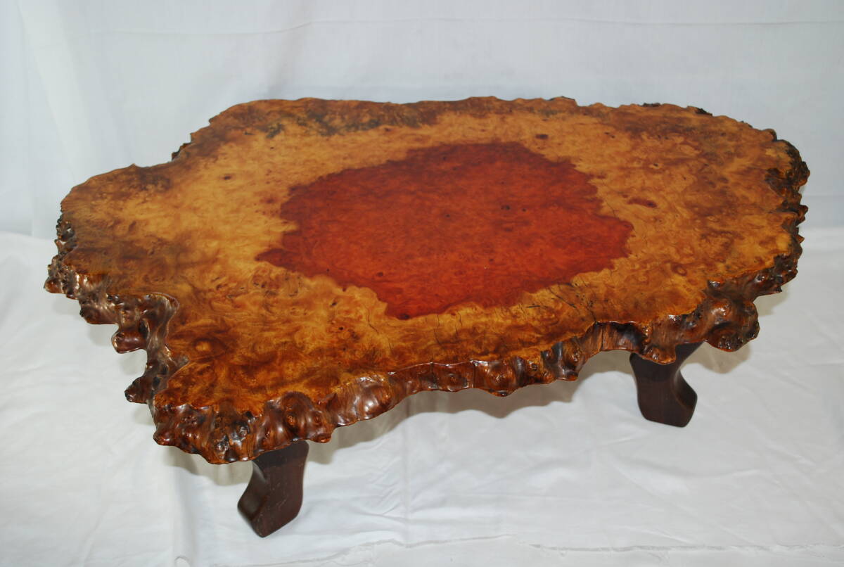 花梨　天然木　一枚板　瘤　花台　座卓　テーブル 家具　カリン 花梨 唐木 カリン 瘤杢 一枚板 座卓 テーブル ローテーブル インテリア