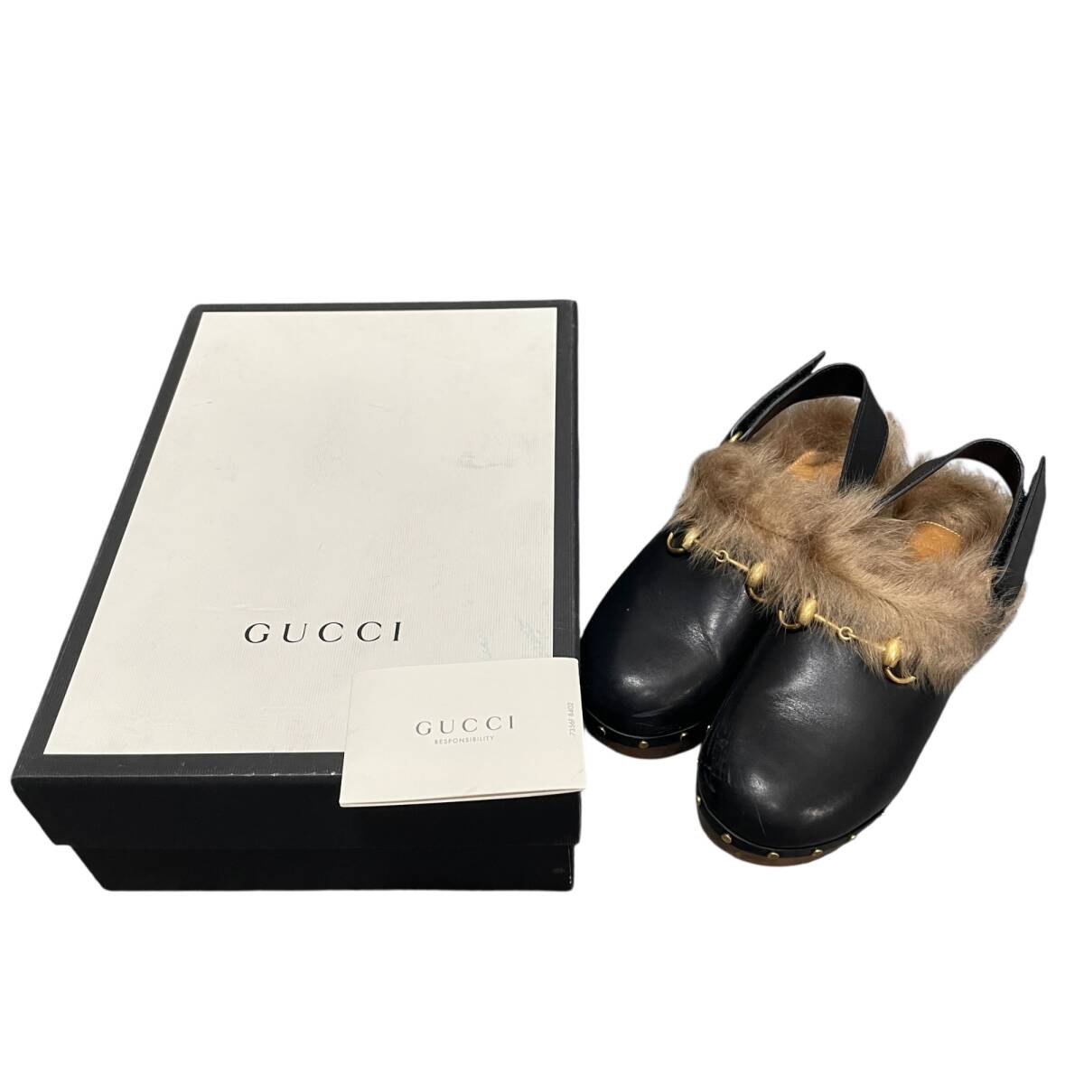 avi　極美品✨GUCCI ムートンシューズ　GG柄×ホースビット　ボア GUCCI ホースビット ムートンショートブーツ
