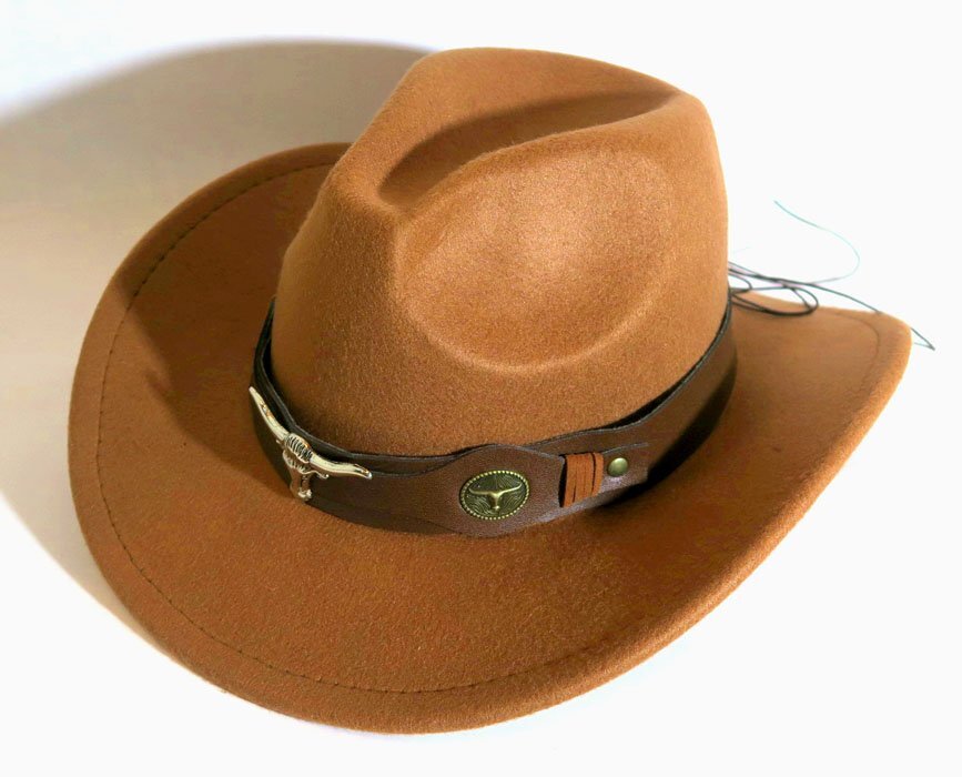 新品 ウエスタンハット バッファロー 飾りベルト キャメル 1001 ブルトップ