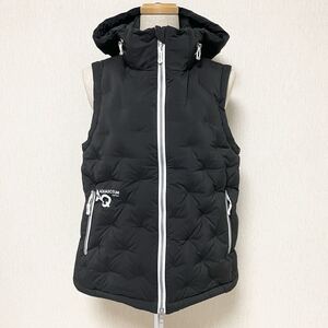 Aquascutum アクアスキュータム ダウン フェザー ベスト フード ベスト 美品 10 ブラック M〜L