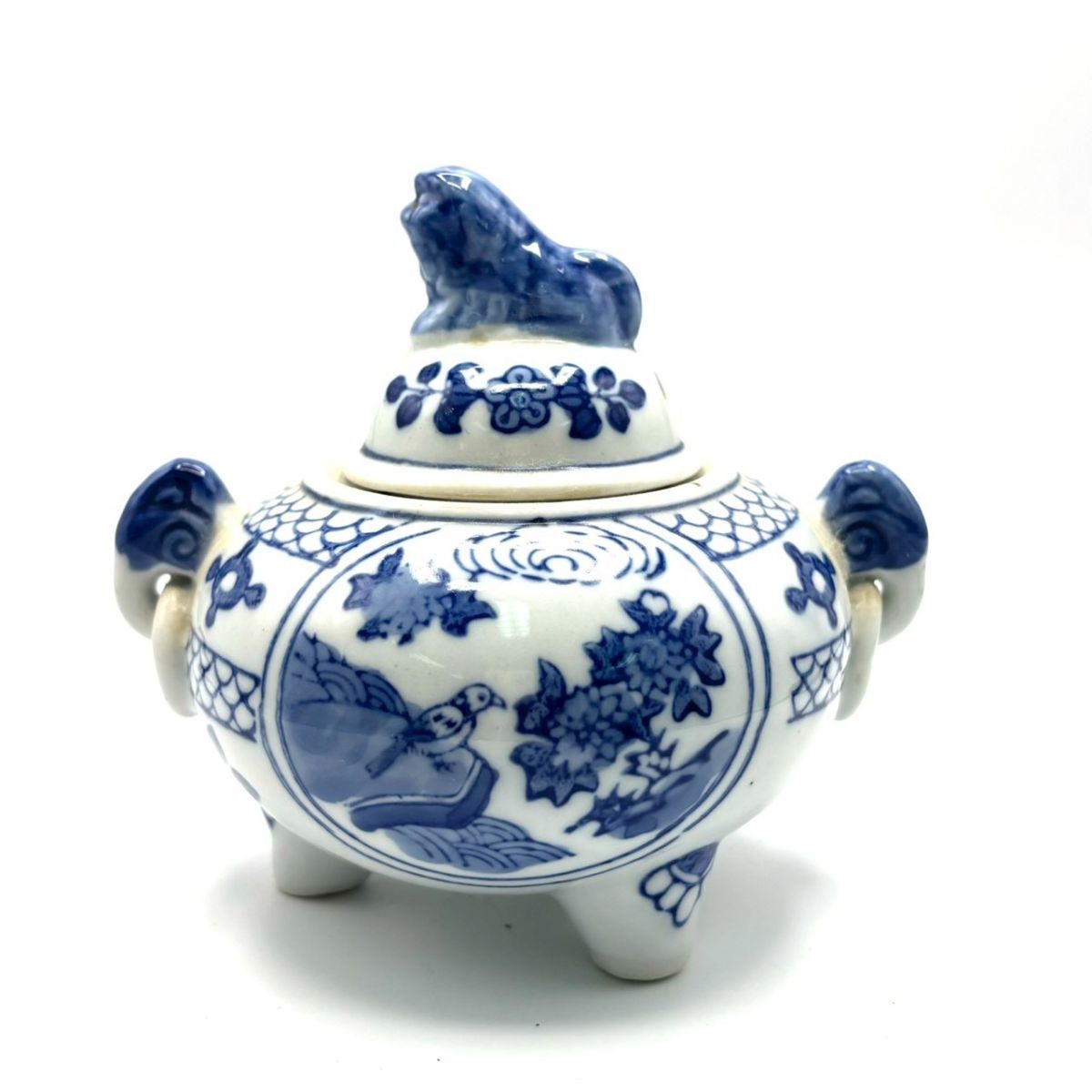 1001 中国　骨董　道八　染付　瓢箪香炉　時代物 1001 中国 骨董 道八 染付 瓢箪香炉 時代物