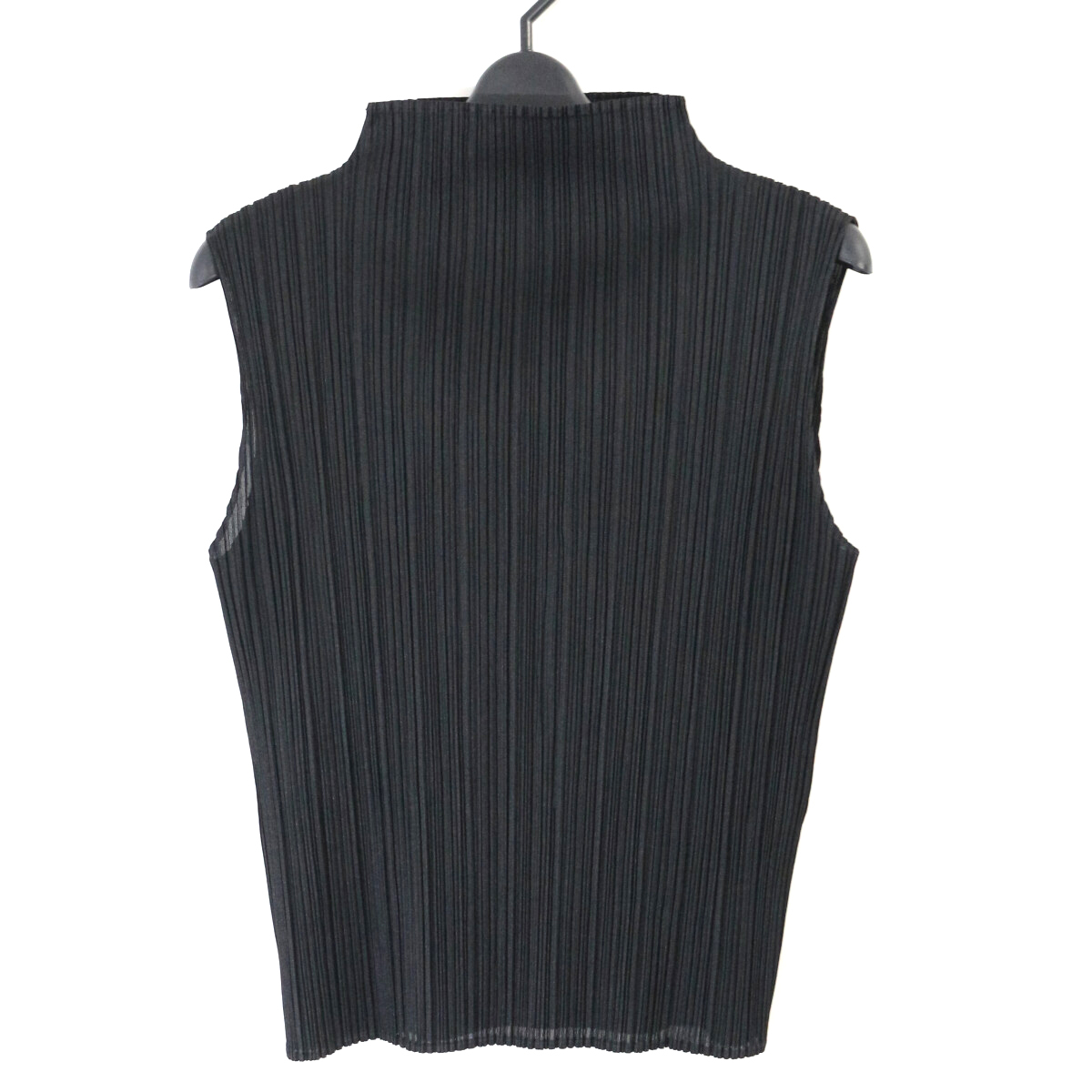 PLEATS PLEASE プリーツプリーズ 黒ハイネックノースリーブ イッセイ Pleats Please Issey Miyake ハイネック プリーツトップ