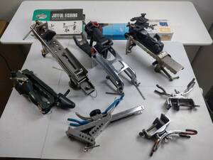 11733-09★JYOFUL FISHING FLYMASTER 受二郎他 フィッシングツール ロッドホルダー9点&折り畳みロッド1本 合計10点おまとめ 現状品★