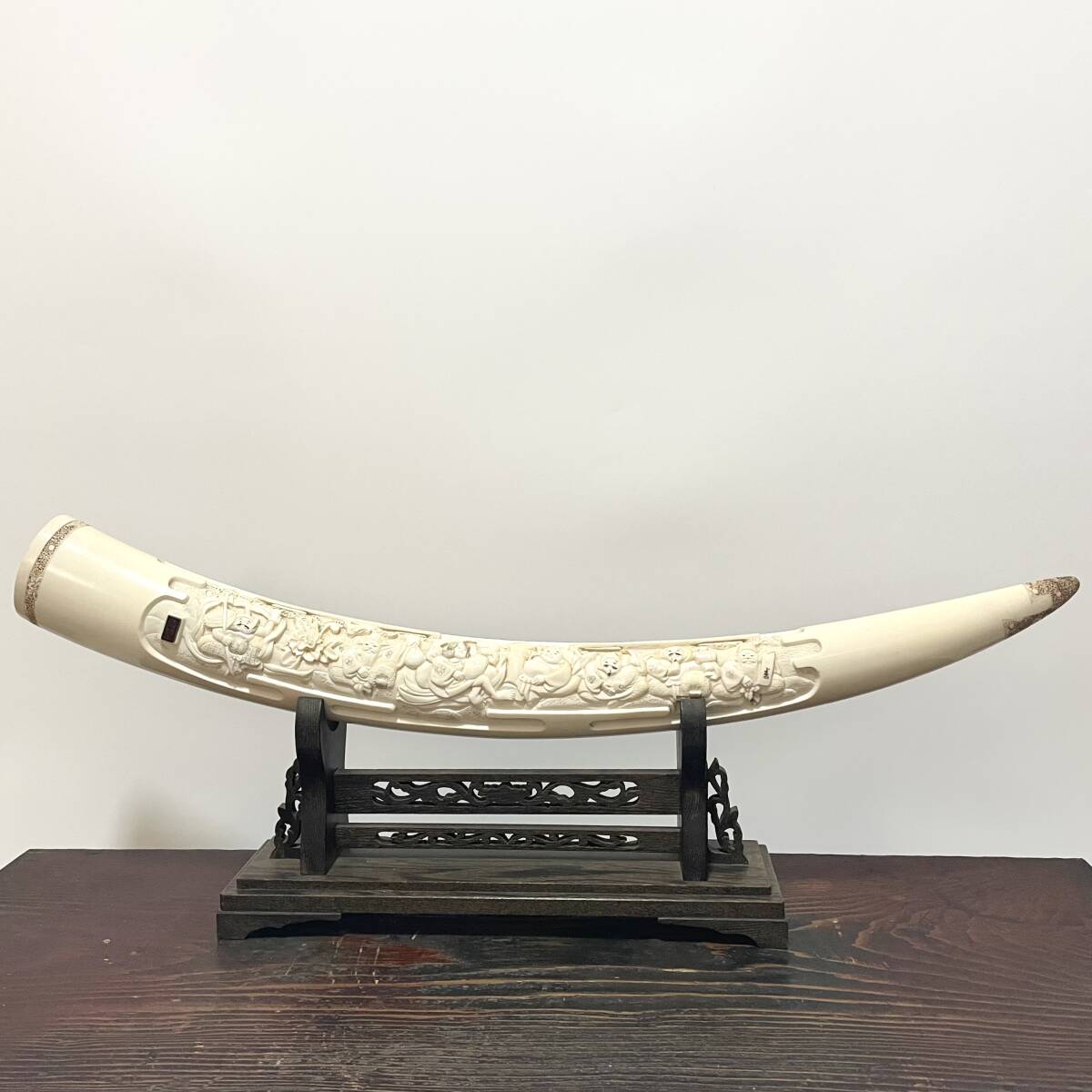 七福神 細密彫刻 時代物 東洋彫刻 縁起物 開運 置物 象牙風 七福神 細密彫刻 古美術 置物 練り物 象牙風 東洋彫刻 縁起物