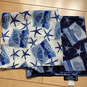 未使用 ユニバーサルランゲージ シルク ポケットチーフ ホワイト ネイビー 2枚セット マリン スーツカンパニー ダニエル