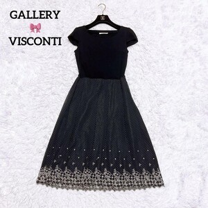 ギャラリービスコンティ 花柄 ドット レース ドッキング ワンピース 半袖