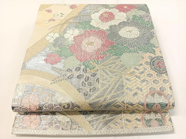 平和屋着物■六通柄袋帯　舞葉文　逸品　未使用　DAAI5625op 平和屋着物＊夏物 六通柄袋帯 枝葉文 金糸 DAAW0025op