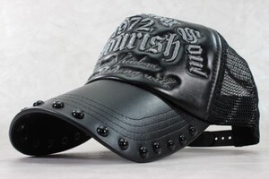 大きいサイズ ビッグサイズ Lサイズ Flourish PUレザー メッシュキャップ メンズ バイカー ワイルド アメカジ 野球帽 ★