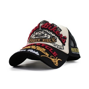 ★大きいサイズ XL Streat Biker's バイカー メッシュキャップ ブラック メ ンズ レディース モーター系 アメカジ 野球帽 ★(0)