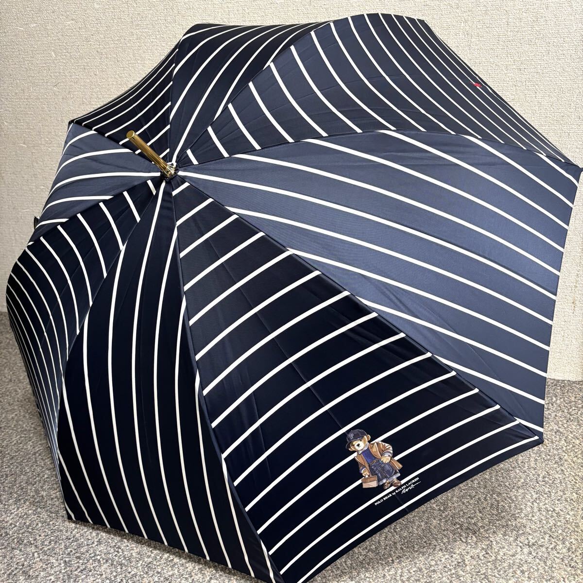 【未使用品】ポロラルフローレン ストライプ 長傘 ジャンプ式 耐風傘 ネイビー 未使用品】ポロラルフローレン ロゴ 長傘 ジャンプ式 耐風傘