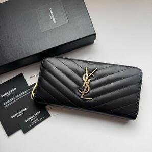 【美品】 Saint Laurentイブサンローランラウンドファスナー長財布