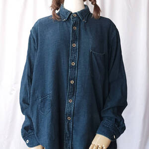 used サイズ3 45R フォーティファイブアール 51230144 ジンバネルの908オーシャンシャツ(インディゴ 濃)長袖 ボタンダウン 古着