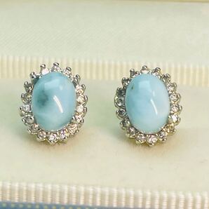 大粒 ラリマー ピアス 直結 天然石 パワーストーン ドミニカ産 水面を映す爽やかなブルー Larimar jewelry シルバー アクセサリー