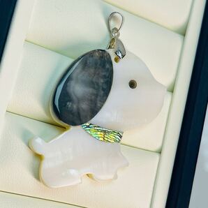 いぬちゃん 白蝶貝殻 黒蝶貝 天然シェル ペンダント トップ 天然石 シェル ネックレス ペンダントトップ アクセサリー