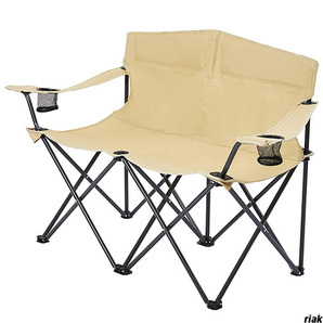 【折りたたみ式で持ち運びや収納が簡単】 2人用チェア 幅127cm アウトドア キャンプ カップホルダー付き 耐荷重140kg