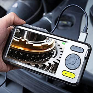 【5.0mmレンズで正面と側面を同時に撮影可能】 工業用内視鏡 USB内視鏡 ファイバースコープ デュアルカメラ 5インチIPS 防水 点検カメラ