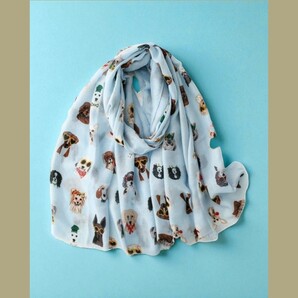 新品未使用!サングラスをつけたワンちゃんたちストール(ブルー)