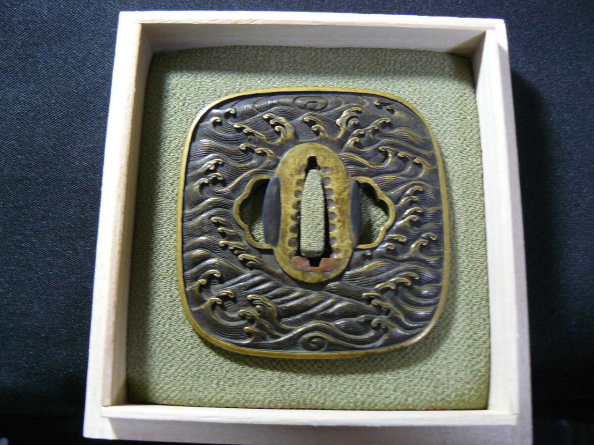 （鐔21） 銅 透鐔 鍔 つば 武具 鋳造 刀つば 鍔 銘 小田原住正勝 梶葉透鍔 (TU-040924)｜刀・