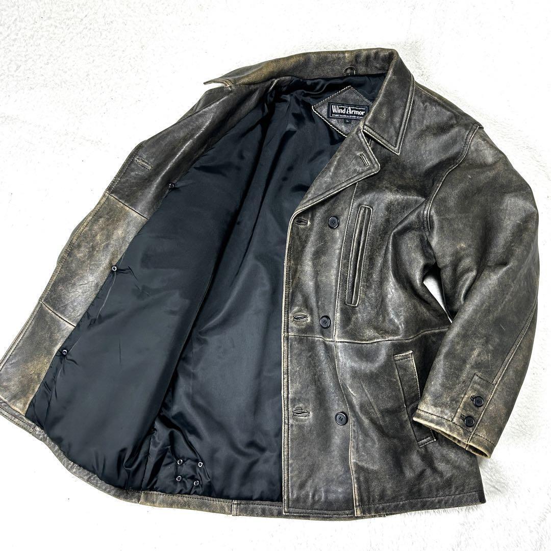 レザーハーフコート　変形襟　未使用ですが…難あり❗ レザーコート メンズ ステンカラー ラム ハーフコート 6017 革