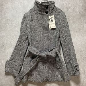 Неиспользованные с бирками MK MICHEL KLEIN MICHEL KLEIN твид стенд пальто куртка лента пояс белый черный женский 38 M размер