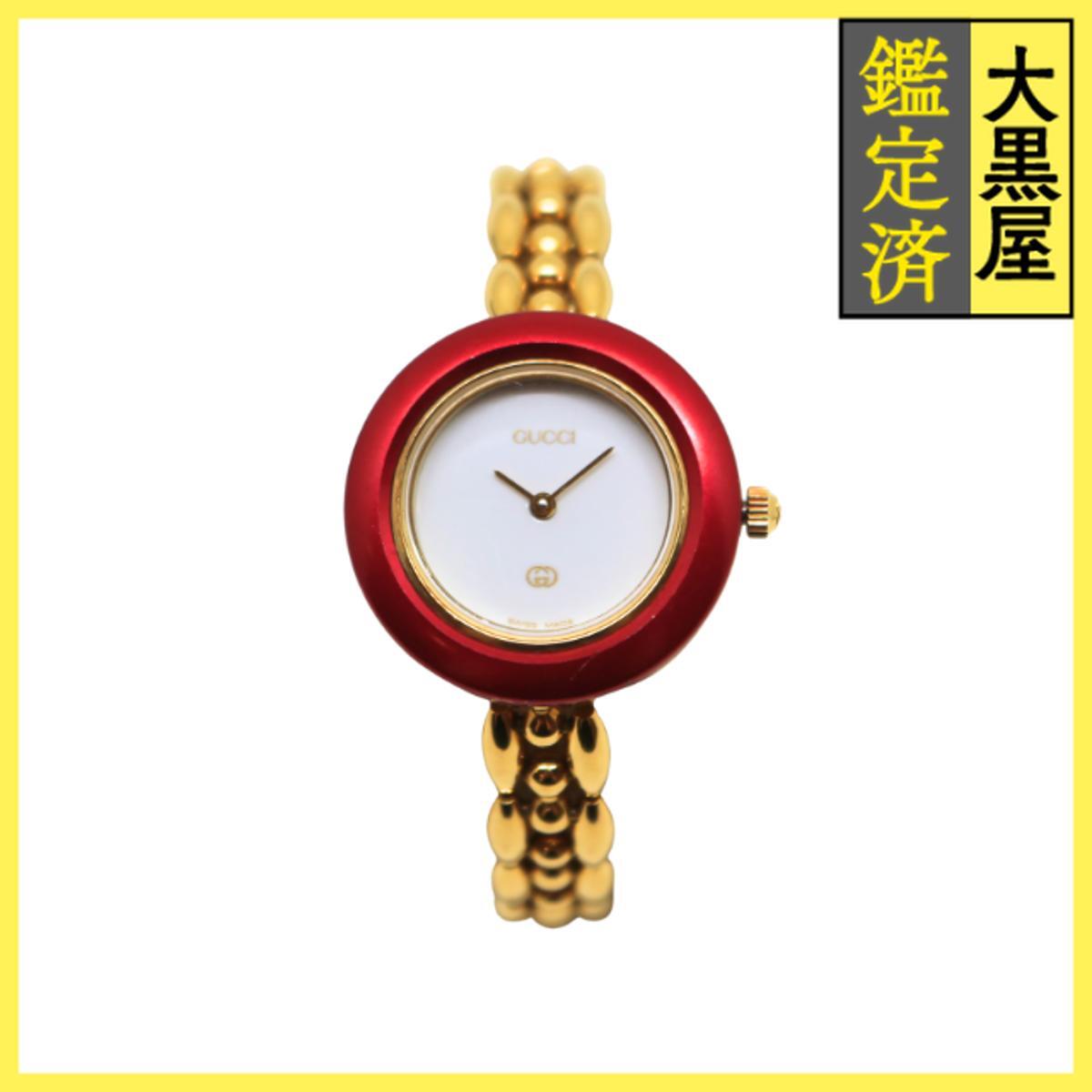 【GUCCI】稼動品！グッチ チェンジベゼル 赤 GUCCI グッチ 腕時計 チェンジベゼル 10色 不動品 - メルカリ