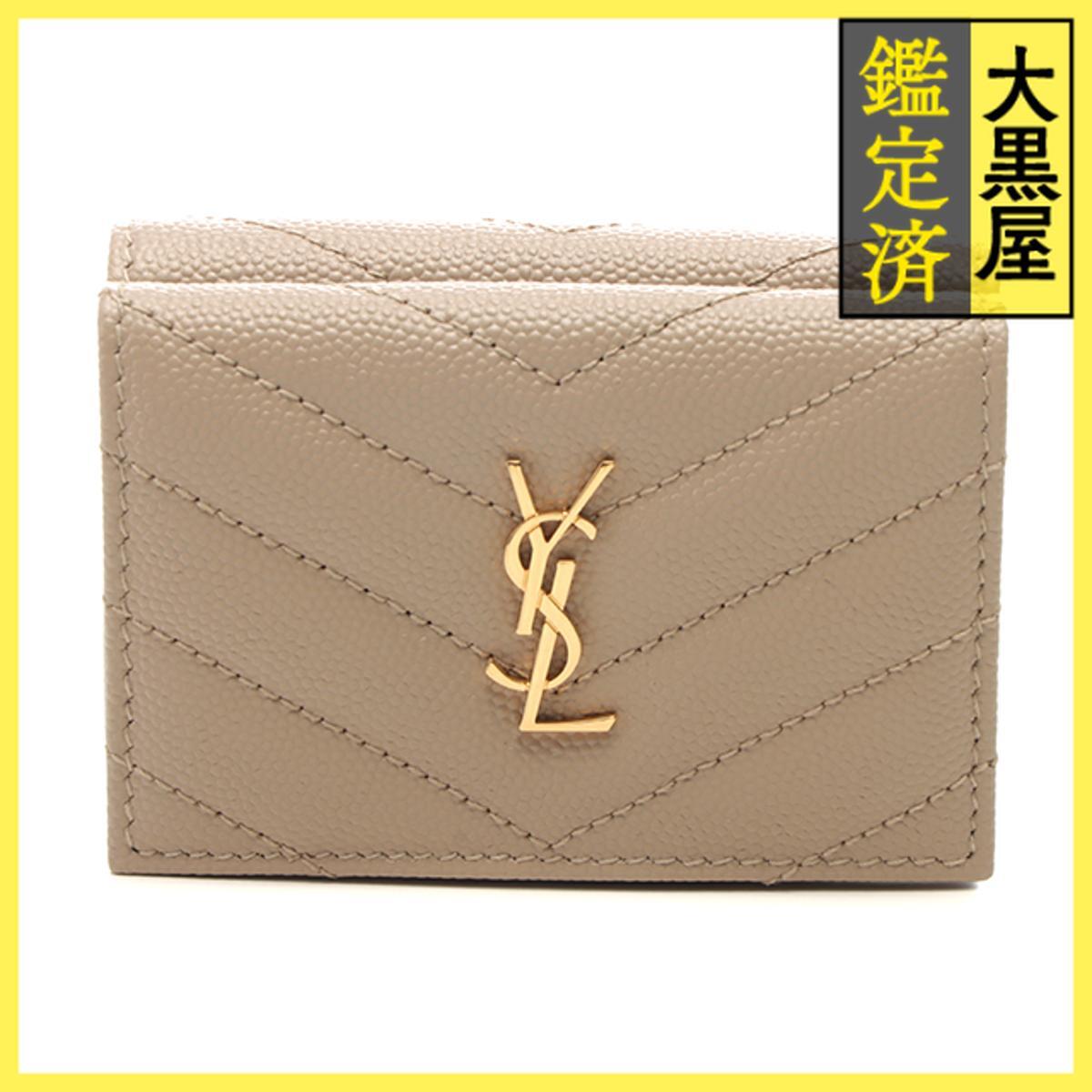 未使用YVES SAINT LAURENTレザー二つ折り財布　BEIGE　箱付き 楽天市場】サンローラン 二つ折り財布 中古（ブランドイヴ・サン