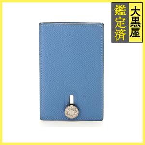 HERMES Hermes Чехол для карт Diablo Blue Paradise/Silver Hardware Vaux Epson, с печатью □R (около 2014 года)
