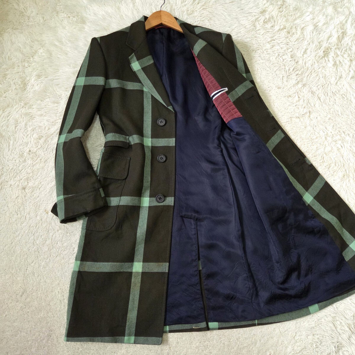 極美品　高級　ポールスミス　フーデットコート　ロング丈　ロングコート　アンゴラ 00028357-01.jpg