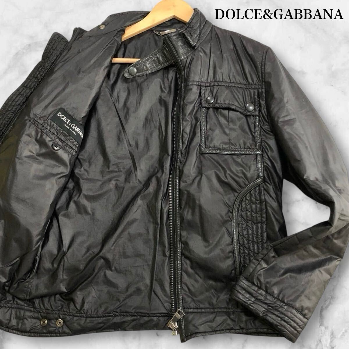 極美品 DOLCE & GABBANA ブラック ジャケット ライダース 46 極美品 DOLCE & GABBANA ブラック ジャケット ライダース 46