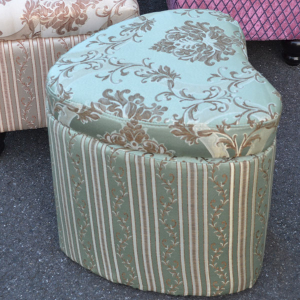 ロココ調ファブリックボックススツールA07：ハート：グリーン