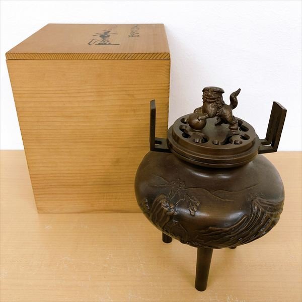 中国美術 古銅饕餮紋香炉 銅製 銅器 香炉 三足 狛犬 香爐 香道具 骨董品 中国美術 古銅饕餮紋香炉 銅製 銅器 香炉 三足 狛犬 香爐 香道具