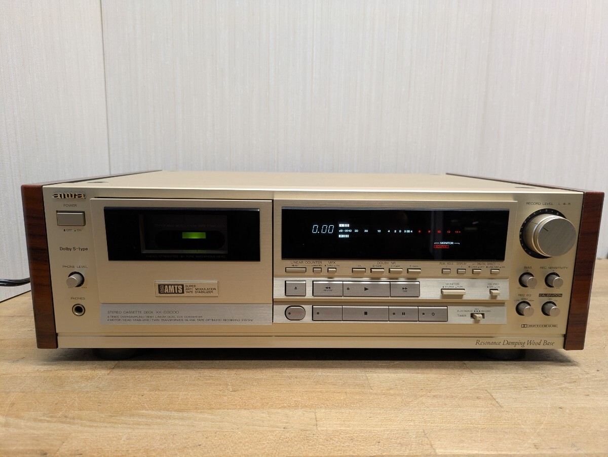 通電確認済み aiwa カセットデッキ XK-5000 HX PRO 3HEAD ○【通電.表示点灯OK】AIWA XK-5000 高級3ヘッドカセット