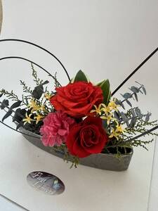 Сохраненный цветок *Красная роза лодочная ваза