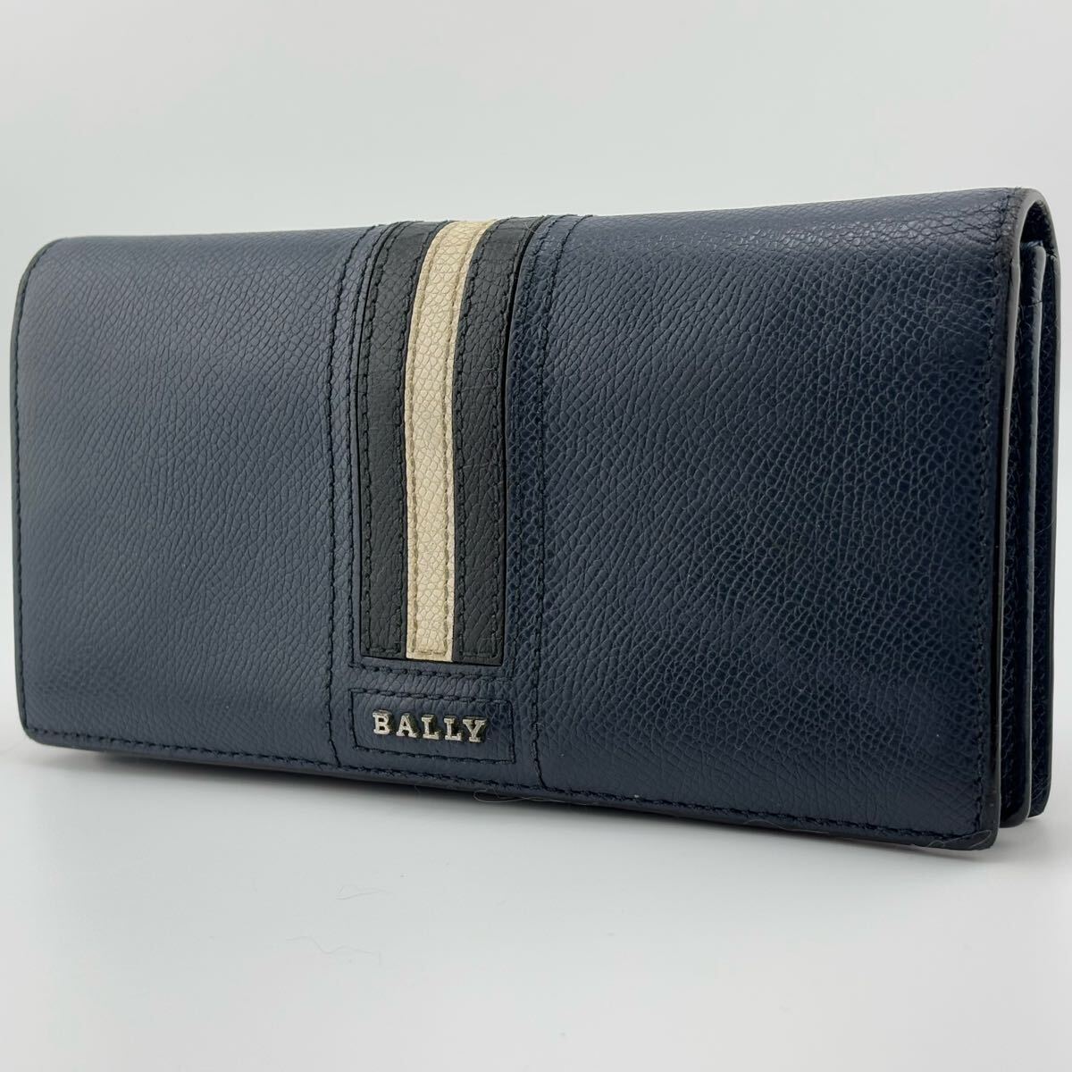 未使用品　BALLY 長財布　革　ダークネイビー　箱付き バリー 長財布 財布 メンズ クロッシング 二つ折り ミッドナイト