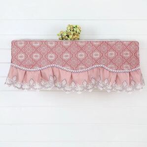 新品 室内機用カバー エアコン用カバー 防塵 ホコリ対策 レースフリル―付き 洗濯 取り付け簡単 赤 刺繍