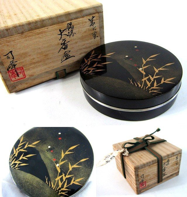 未使用★時代 香合 秋峰 最上品 栗 乾漆 蒔絵 金 彫刻 置物★工芸品 未使用☆時代 香合 秋峰 最上品 栗 乾漆 蒔絵 金 彫刻 置物☆