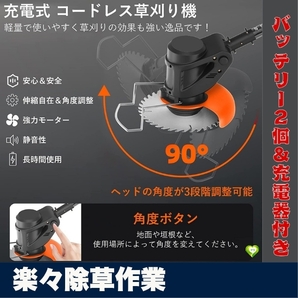 【楽々除草作業】芝刈り機 充電式コードレス 伸縮角度調整 替刃付き 人気 おすすめ