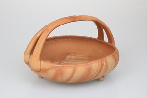 備前焼 小西陶古 手鉢 手付 盛鉢 茶器 茶道具 在銘 陶印 古美術品 骨董品 3728bzK
