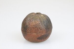 備前焼 小西陶古 蜜柑 みかん 香合 茶道具 在銘 陶印 古美術品 骨董品 3737bzk