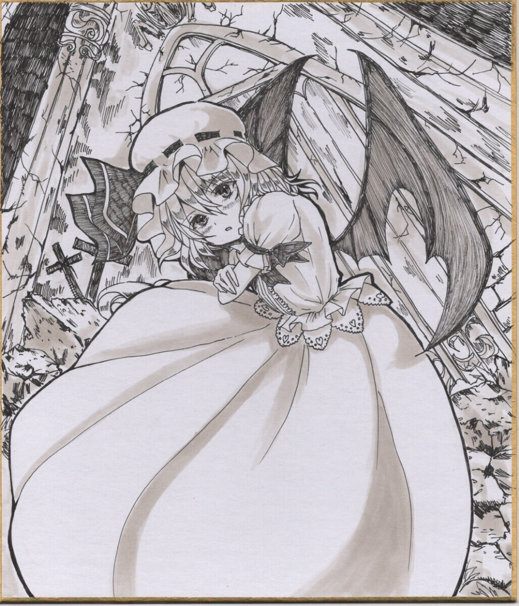 新品未開封　直筆　手描きオリジナルイラスト 色紙　レミリア　スカーレット レミリア・スカーレット☆東方Project色紙直筆イラスト - ちきた