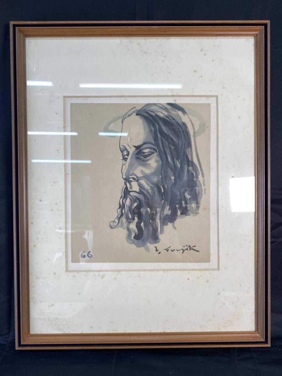 藤田嗣治「キリスト」額装●リトグラフ サイン 1966年 レジオンドヌール勲章● 藤田嗣治「キリスト」額装○リトグラフ サイン 1966年 レジオン