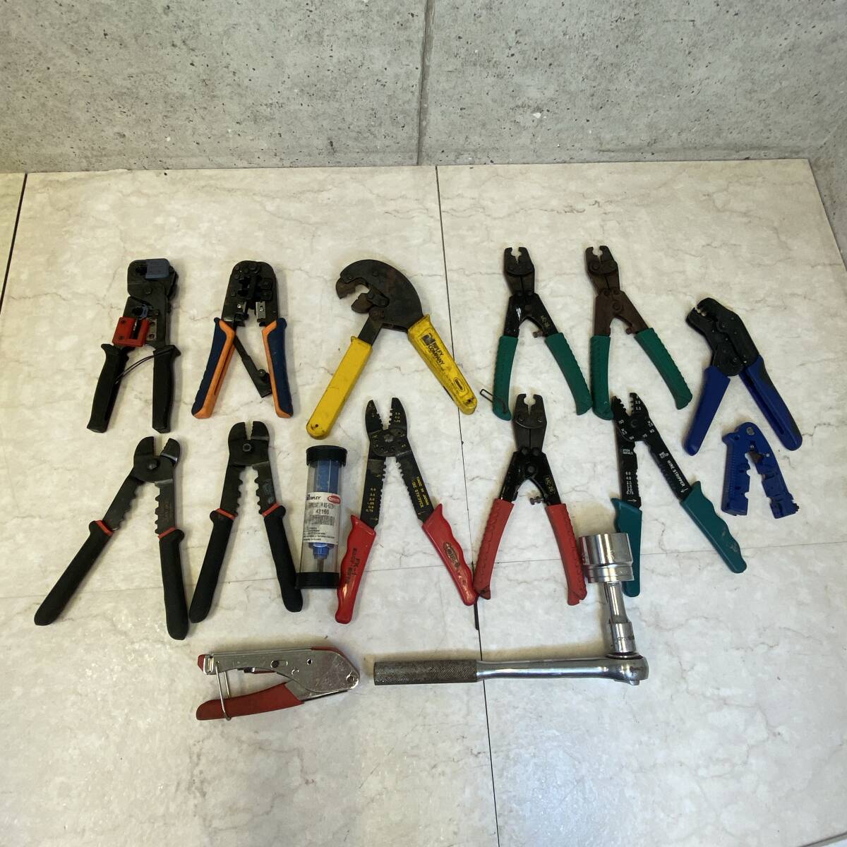 【送料無料】 ケーブル工事用工具15点セット ラッチェットレンチ ワイヤーストリ