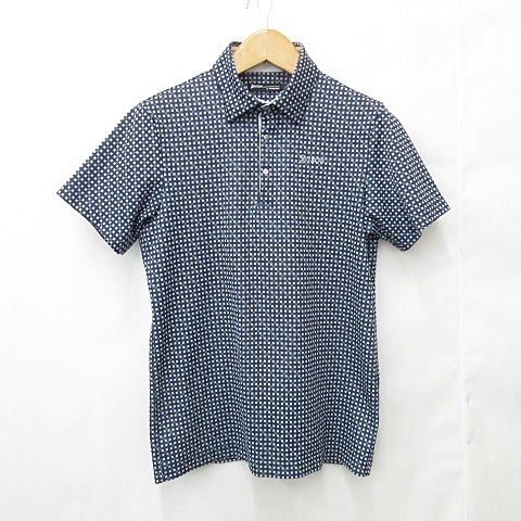  Srixon SRIXON Descente DESCENTE Golf спортивная одежда рубашка-поло короткий рукав проверка темно-синий серый белый темно-синий белый L мужской 