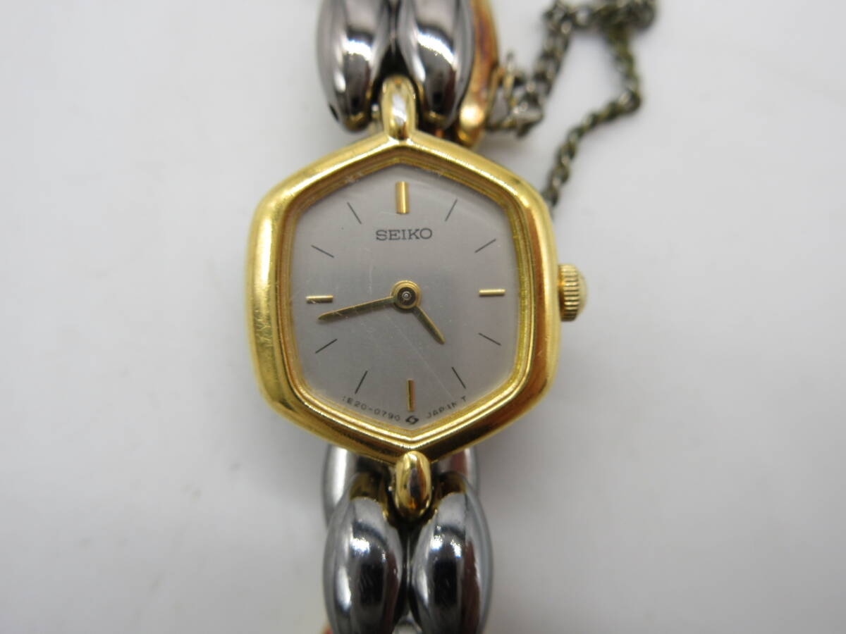 稼働品☆　SEIKOセイコー　ブレスレットウォッチ　１E２０　石付 SEIKO セイコー 腕時計 USED品 1E20-605A ゴールド ブレスレット